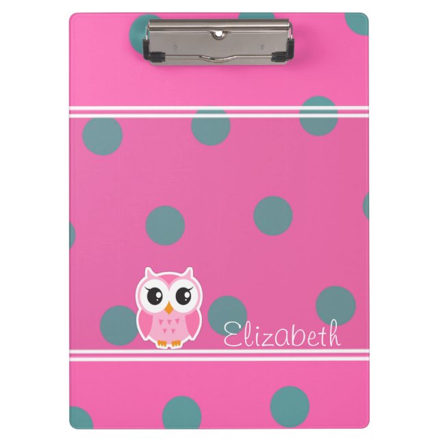 Porte-bloc Pois cool tendance avec chouette personnalisation (Devant)