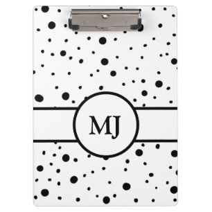 Porte-bloc Pois et rayures noirs noirs monogrammes
