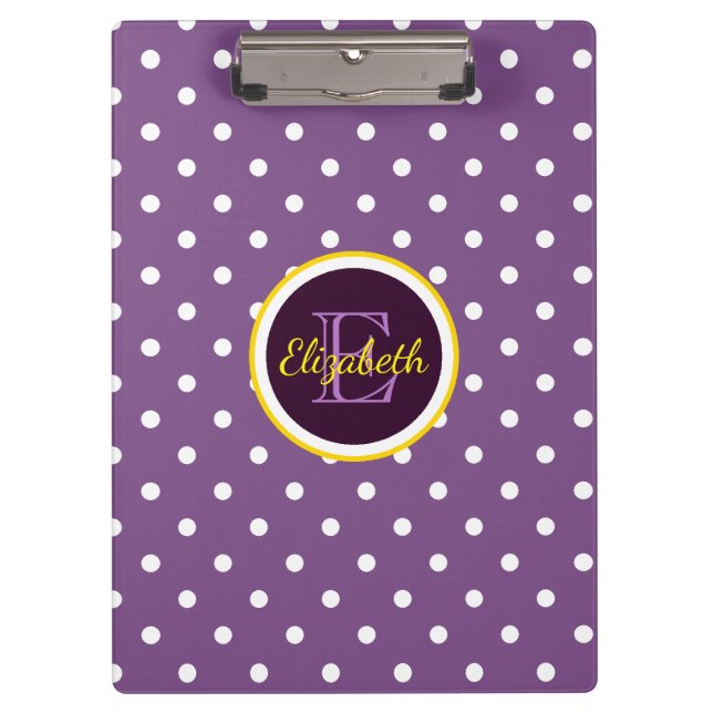 Porte-bloc Pois mignons violets monogrammes (Devant)