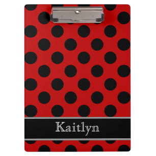 Porte-bloc Pois noir et rouge personnalisé