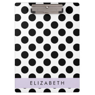 Porte-bloc Pois noirs et blancs, pointillés, Votre nom