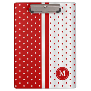 Porte-bloc Pois rouges et blancs - Monogramme