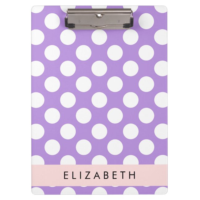 Porte-bloc Pois violets, Motif Pointe Polka, Votre Nom (Devant)