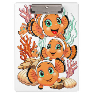 Porte-bloc Poisson clown Dessin animé mignon Famille Sous l'e