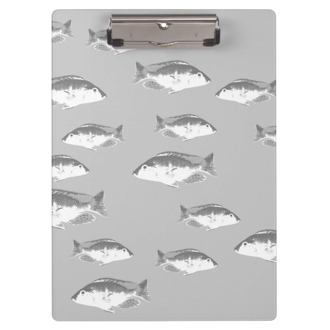 Porte-bloc Poisson gris monochrome (Devant)