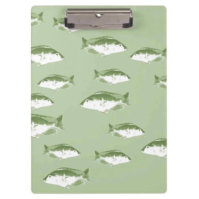 Porte-bloc Poisson vert olive (Devant)