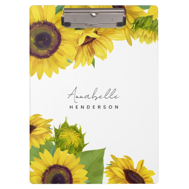 Porte-bloc Police de script de tournesol personnalisée Femini (Devant)