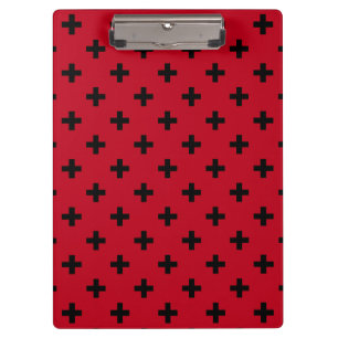Porte-bloc Polka noire croise sur rouge