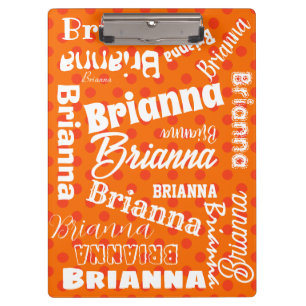 Porte-bloc Polka orange pointillé, Nom personnalisé, Art Word