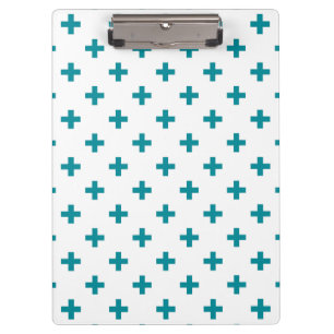Porte-bloc Polka turquoise croise sur blanc