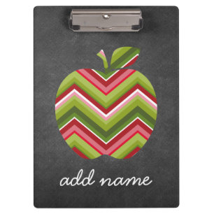 Porte-bloc Pomme d'enseignant personnalisé - Motif Chevron ve