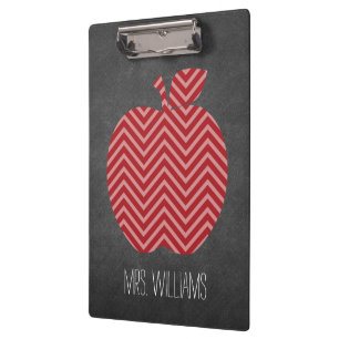 Porte-bloc Pomme enseignant personnalisée avec Motif Chevron 