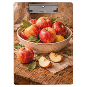 Porte-bloc Pommes dans un bol rustique, une nature morte clas