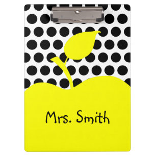 Porte-bloc Pommes jaunes blanc et noir Polka Dot
