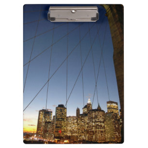 Porte-bloc Pont de Brooklyn au crépuscule avec la skyline de 