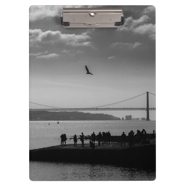 Porte-bloc Pont de suspension à Lisbonne Photo noir et blanc (Devant)