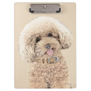 Porte-bloc Poodle Miniature Toy Apricot Crème Chien Brown Art