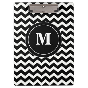 Porte-bloc Porte - bloc blanc noir de monogramme de Chevron