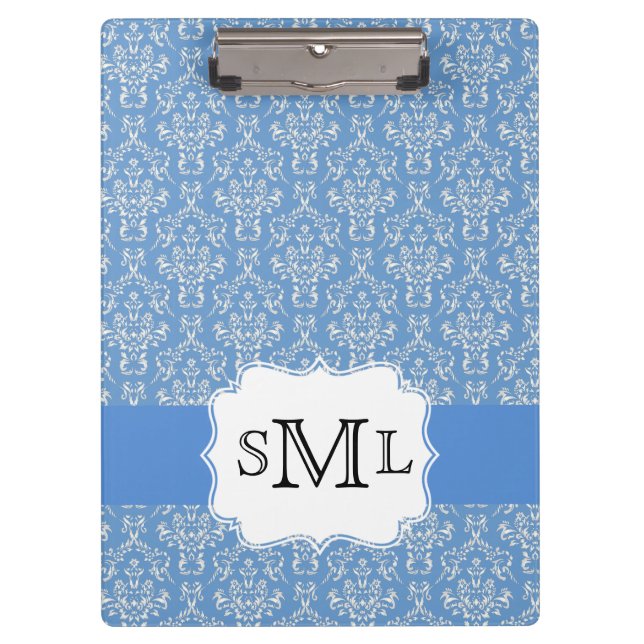 Porte-bloc Porte - bloc bleu de coutume de monogramme de (Devant)