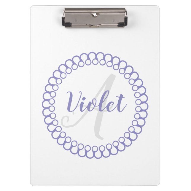 Porte-bloc Porte - bloc de monogramme circulaire violet (Devant)