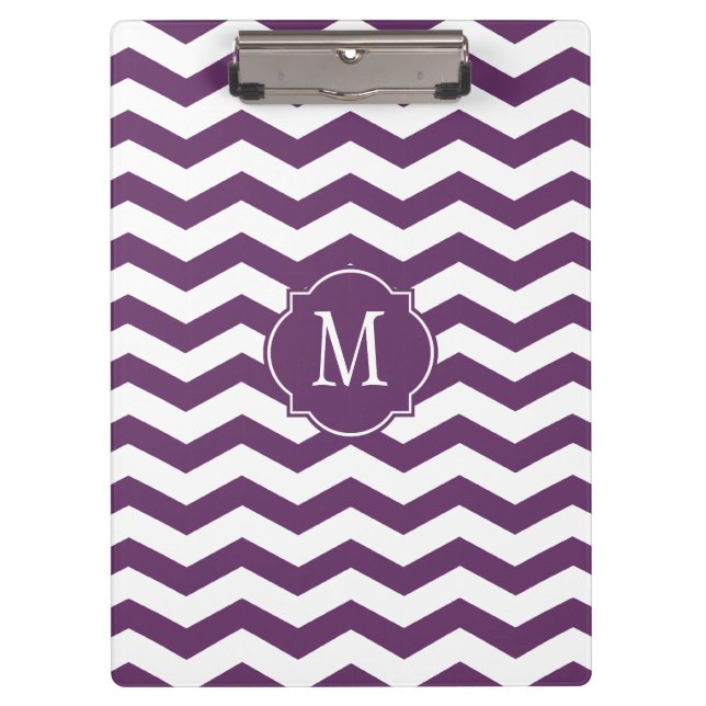 Porte-bloc Porte - bloc de monogramme violet et blanc Chevron (Devant)