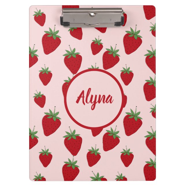 Porte-bloc Porte - bloc de Motif de fraise rose (Devant)