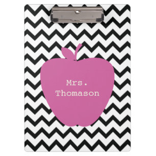 Porte-bloc Porte - bloc enseignant Chevron noir rose pomme