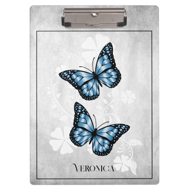 Porte-bloc Porte - bloc floral papillon bleu (Devant)