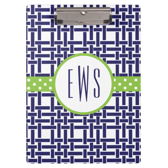 Porte-bloc Porte - bloc monogramme Bambou et Grosgrain (Devant)