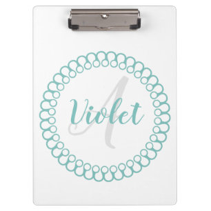 Porte-bloc Porte - bloc Monogramme circulaire turquoise