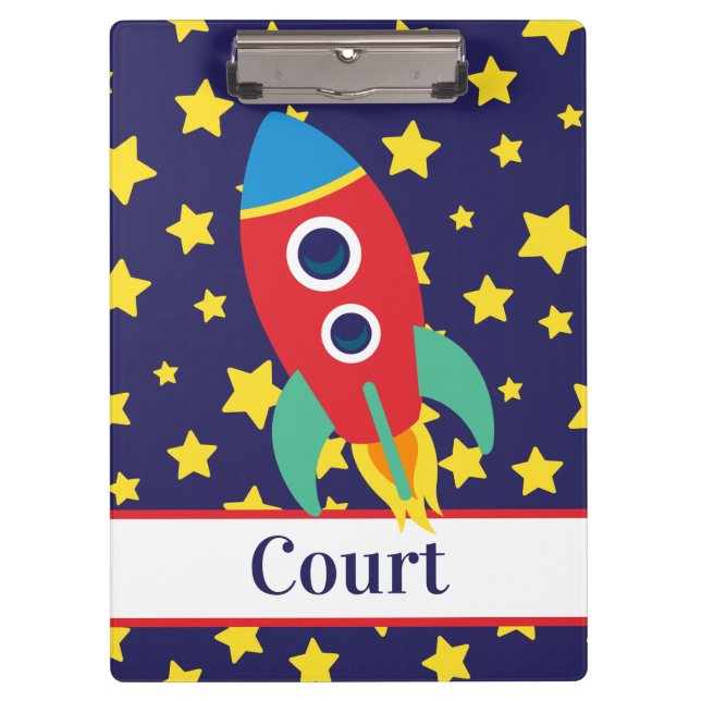 Porte-bloc Porte - bloc personnalisé Space Rocket (Devant)