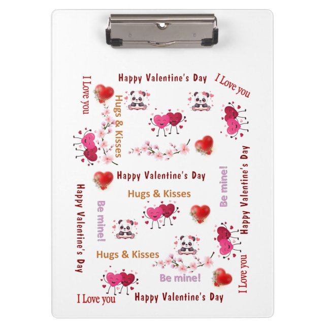 Porte-bloc Porte-documents Cute Love coeurs rouges  (Devant)