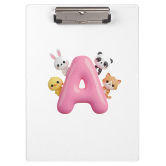 Porte-bloc Porte-documents enfant Lettre A en ballon rose 3D