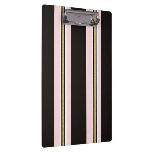 Porte-bloc Porte-documents rose et blanc avec rayures noires