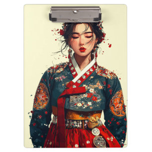 Porte-bloc Portrait de femme coréenne moderne en Hanbok 