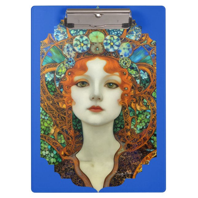 Porte-bloc Portrait d'une belle femme en verre tendu (Devant)