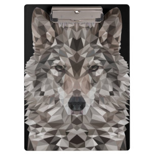 Porte-bloc Portrait géométrique du loup gris