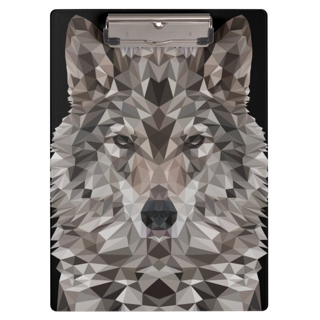 Porte-bloc Portrait géométrique du loup gris (Devant)