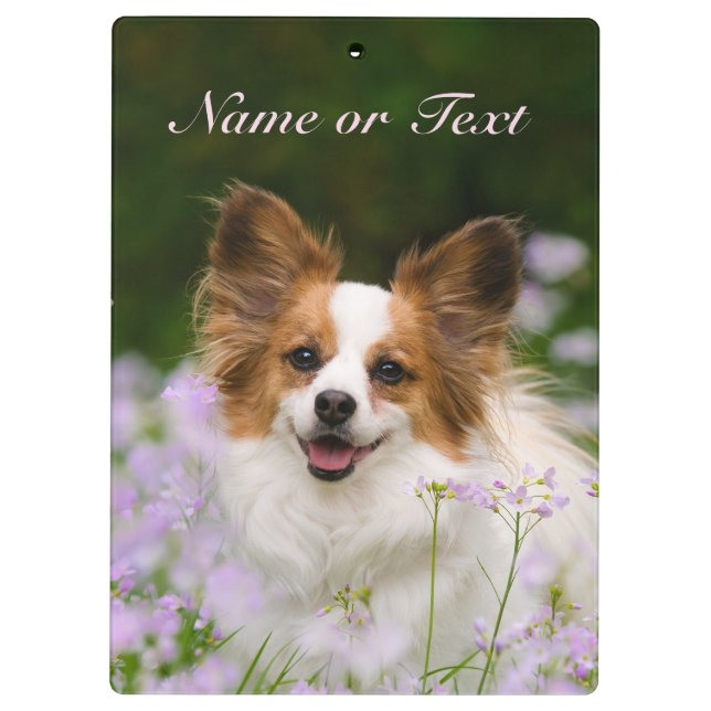 Porte-bloc Portrait romantique mignon de chien de Papillon - (Dos)