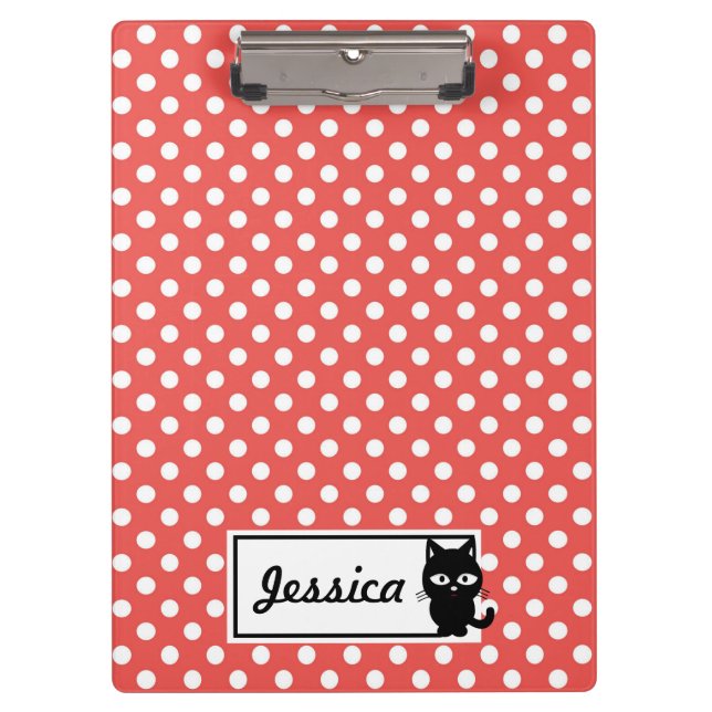 Porte-bloc Pot rouge et chat noir Personnalisé (Devant)