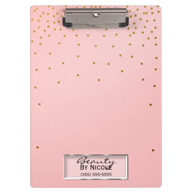 Porte-bloc Pots rose et or Élégant glam chic Personnalisé (Devant)