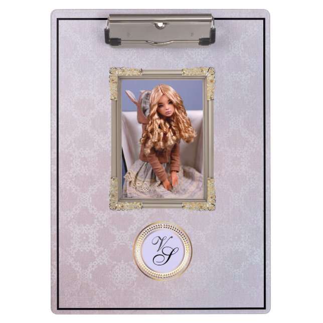 Porte-bloc Poupée de lavande rose Monogramme moderne n°2 (Devant)