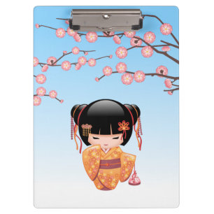 Porte-bloc Poupée Ume Kokeshi - Japonaise Geisha Girl Blue