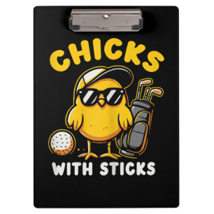 Porte-bloc Poussins Avec Bâtons Golfer Girl Golf Club Gol