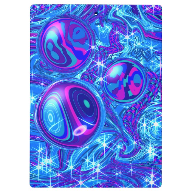 Porte-bloc Presse-papiers d'art abstrait bleu rose violet  (Dos)