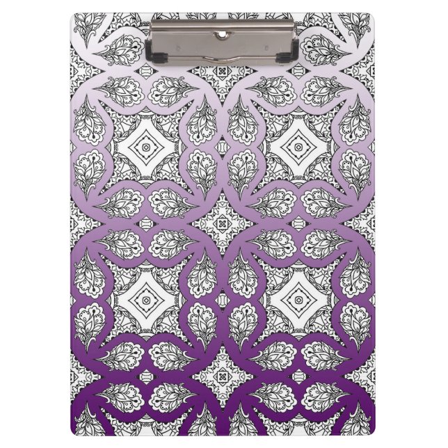 Porte-bloc Presse-papiers Zen Mandala noir et violet (Devant)
