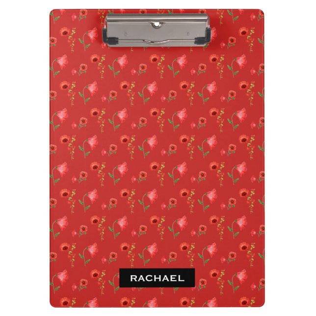 Porte-bloc Pretty Red Poppies Pattern Personalised (Devant)