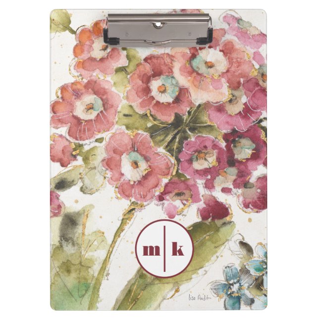 Porte-bloc Primevère rose du monogramme | (Devant)
