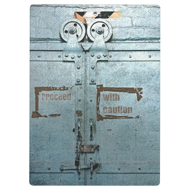 Porte-bloc Procéder avec prudence porte industrielle gris ble (Dos)