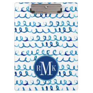 Porte-bloc Profil onduleux d'aquarelle bleue peinte à la main